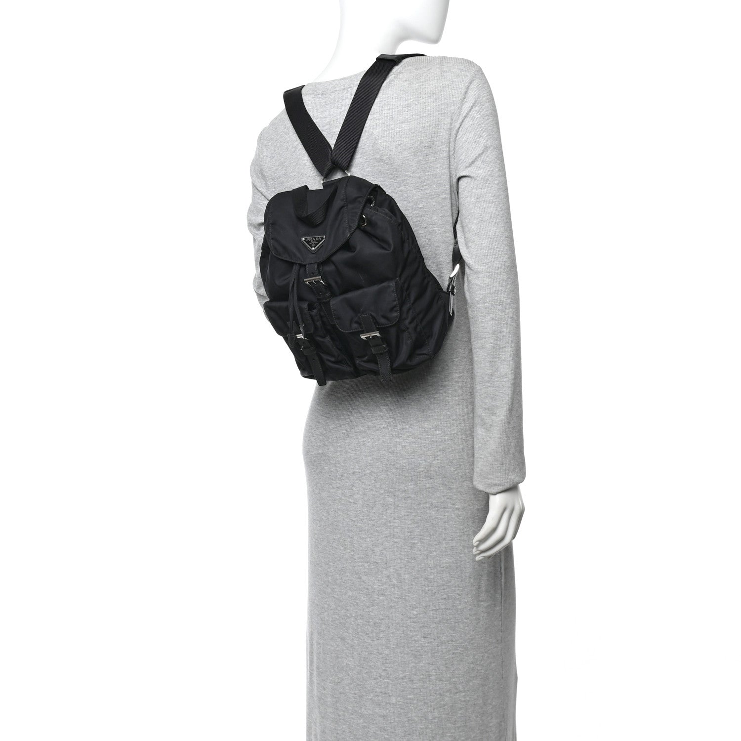 Prada Tessuto Nylon Saffiano Small Backpack Black 2 of 12