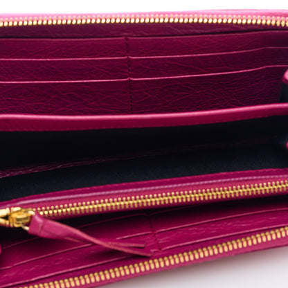 Balenciaga Agneau Classic Gold Hardware Continental Zip Around Wallet Rose Dahlia 5 of 6
