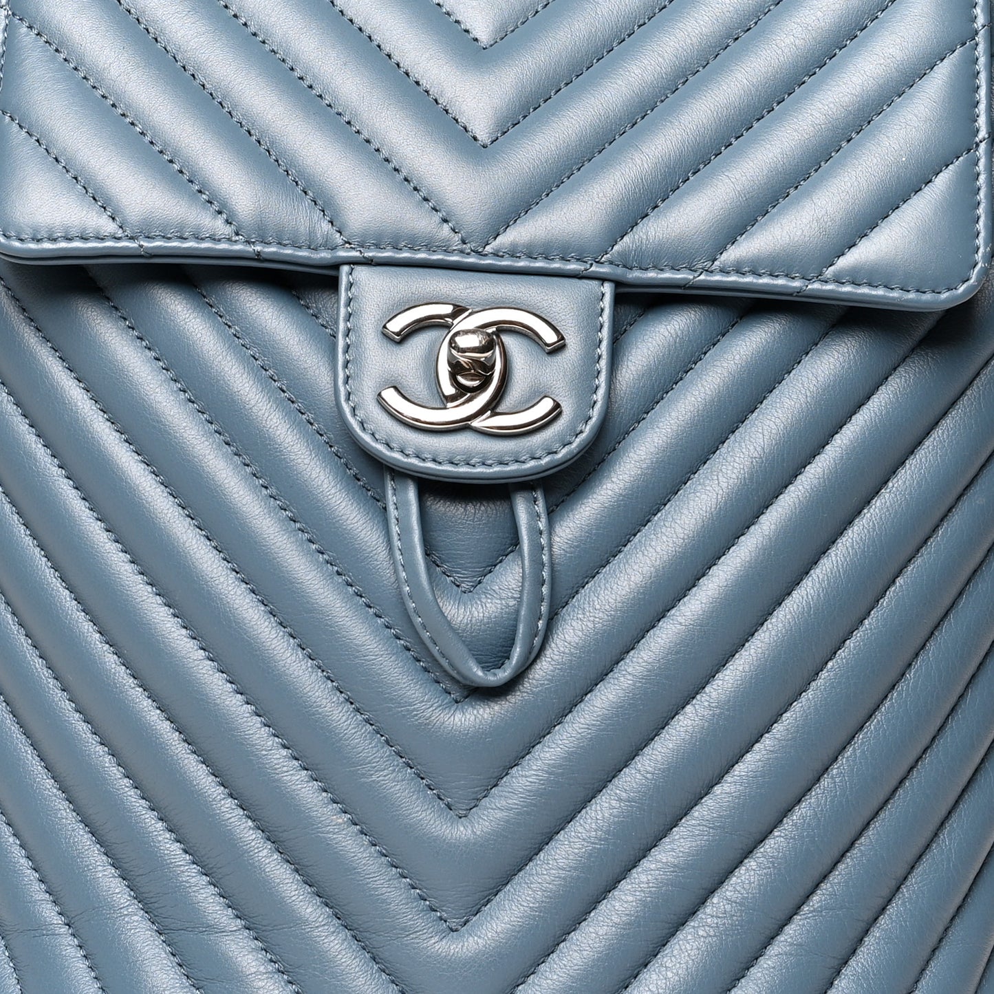 Calfskin Chevron Quilted Small Urban Spirit Backpack Light Blue