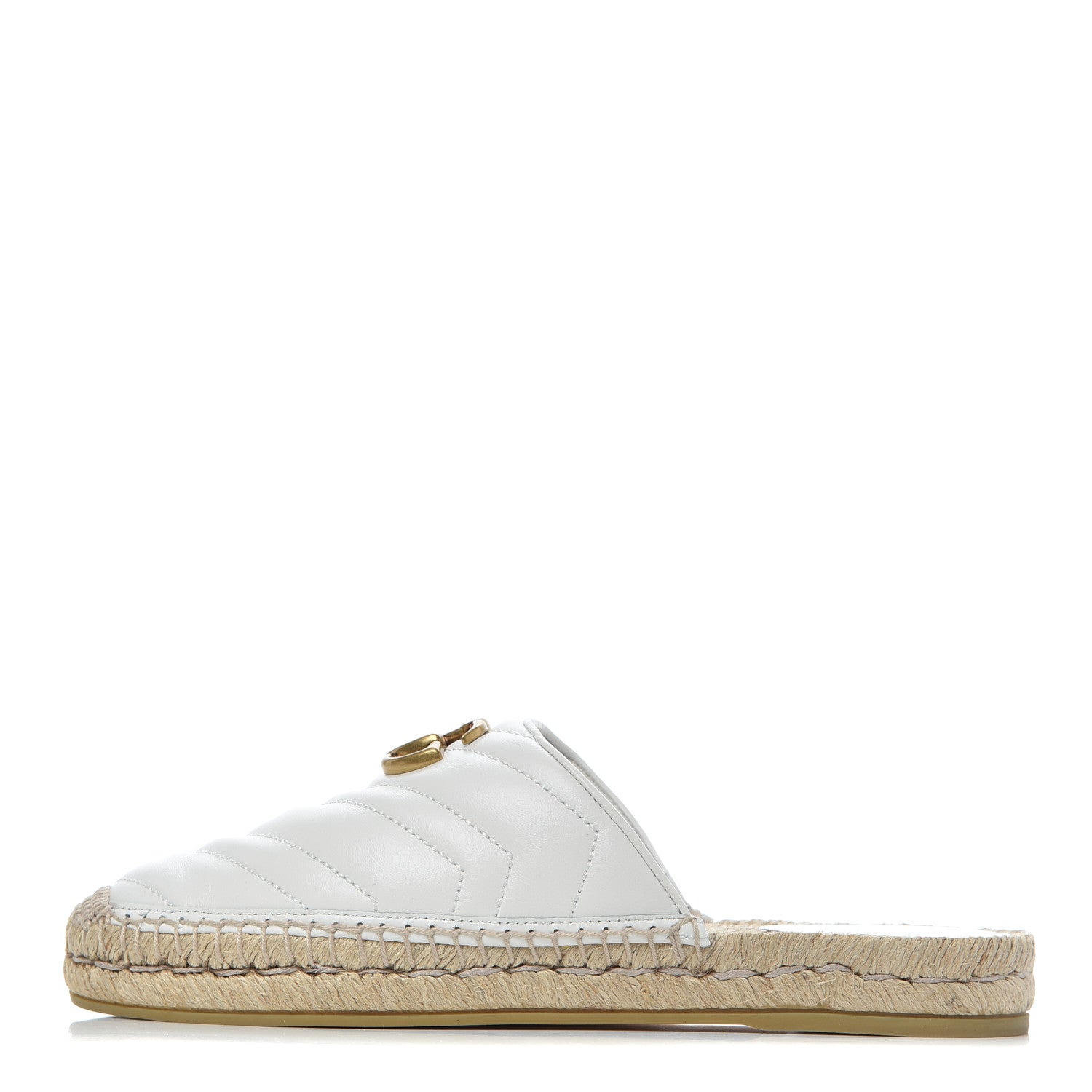 Gucci Nappa Matelasse GG Marmont Espadrille Slippers 38.5 Great White 1 of 9