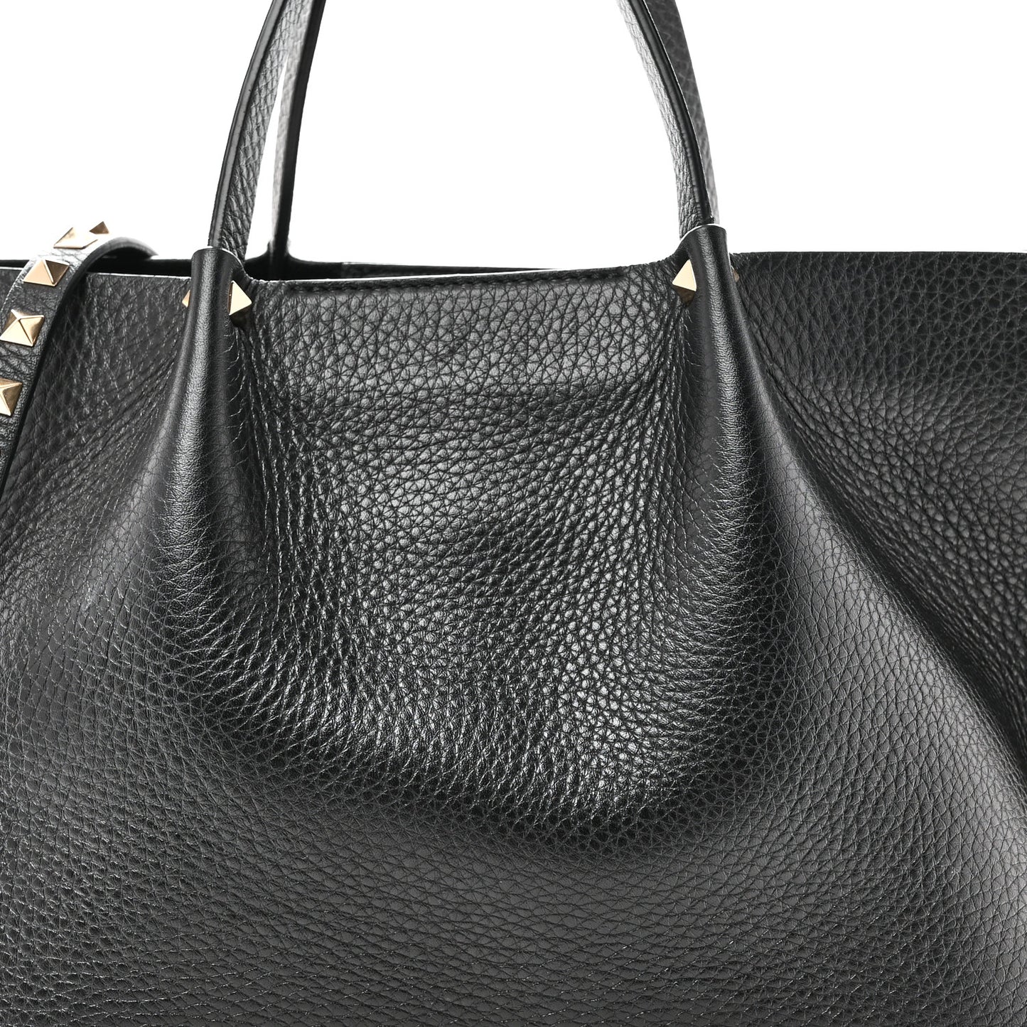 Pebbled Calfskin Small Rockstud Crossbody Tote Black