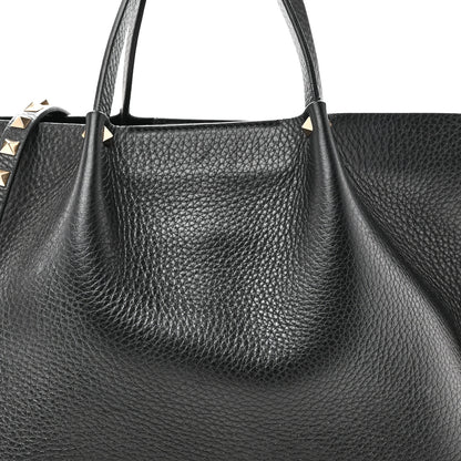 Valentino Garavani Pebbled Calfskin Small Rockstud Crossbody Tote Black 7 of 9