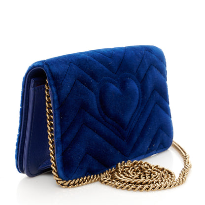 Gucci Velvet Matelasse GG Marmont Mini Bag Cobalt Blue 3 of 9