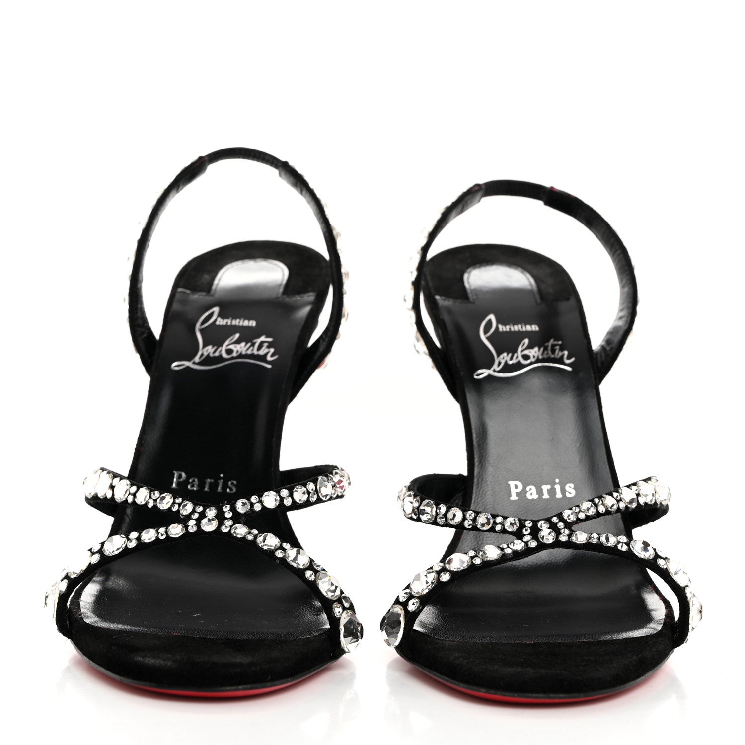 Christian Louboutin Veau Velours Crystal Embellished Emilie 100 Sandals 37 Black 2 of 8