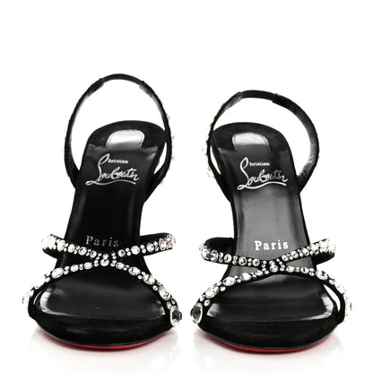 Christian Louboutin Veau Velours Crystal Embellished Emilie 100 Sandals 37 Black 2 of 8