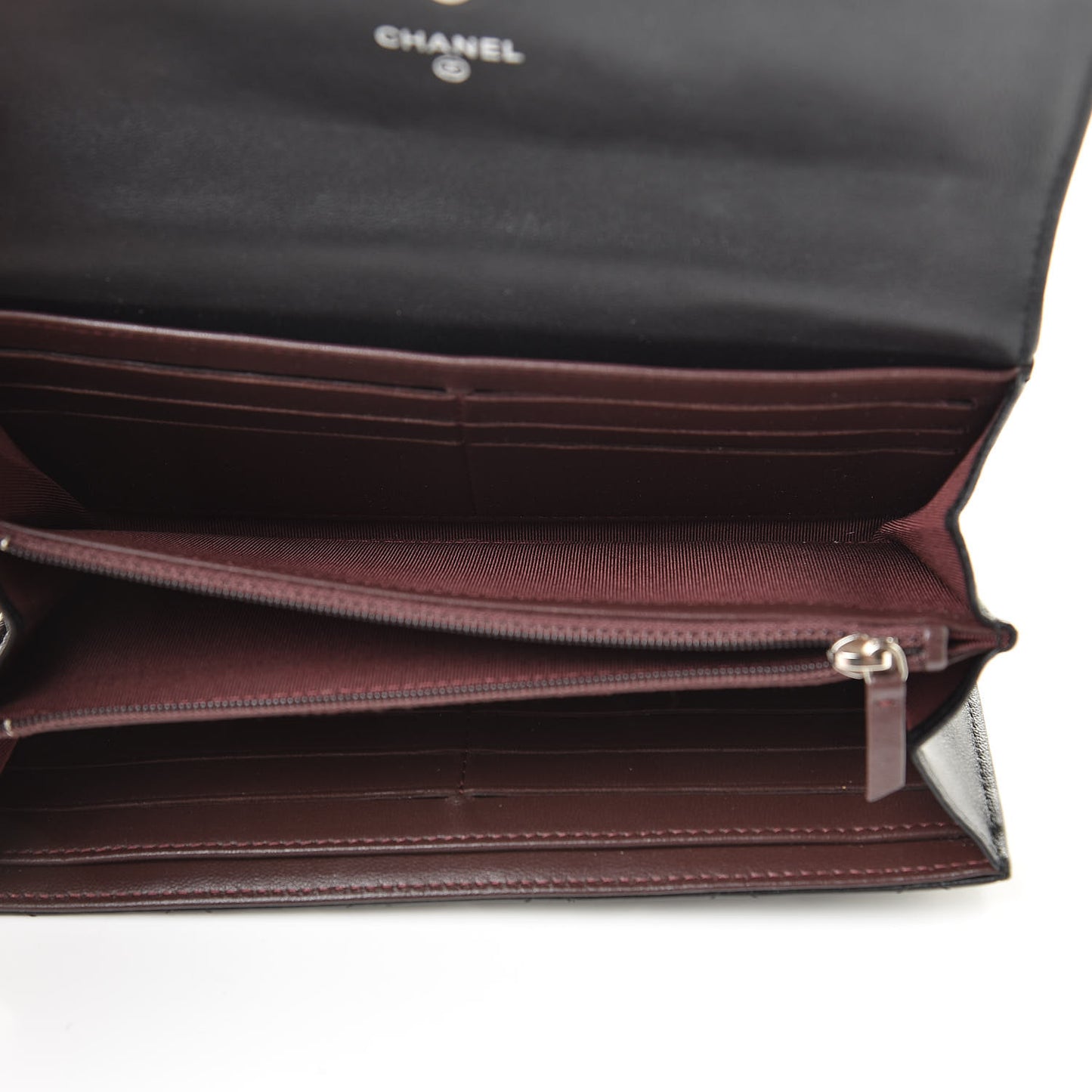 Lambskin Quilted Large Gusset Flap Wallet Black