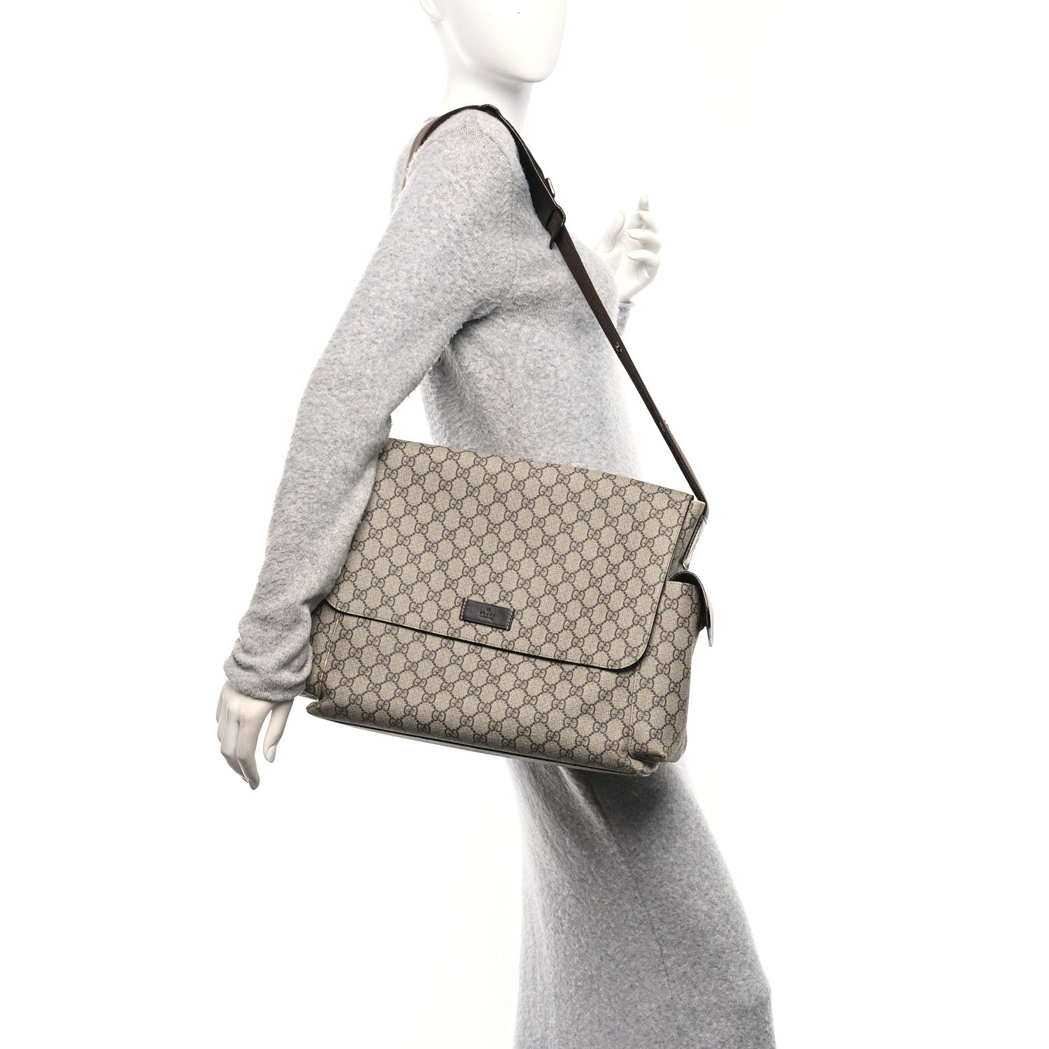 Gucci GG Plus Monogram Messenger Diaper Bag Dark Brown 2 of 10