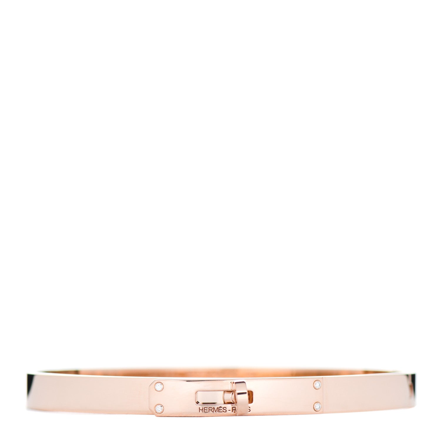 Hermes 18K Rose Gold Diamond PM Kelly Bracelet ST 1 of 5