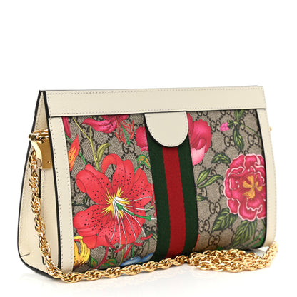 Gucci GG Supreme Monogram Flora Web Small Ophidia Chain Shoulder Bag White 3 of 11