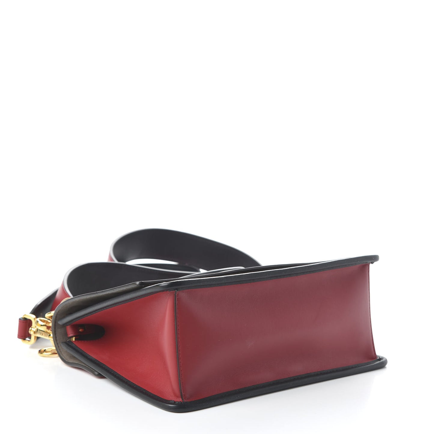 Vitello Century F is Fendi Bi-Color FF 1974 Embossed Kan I Shoulder Bag Fragola Maya Black