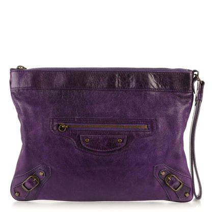 Balenciaga Chevre Classic Hardware Flat Handle Clutch Eggplant 1 of 8