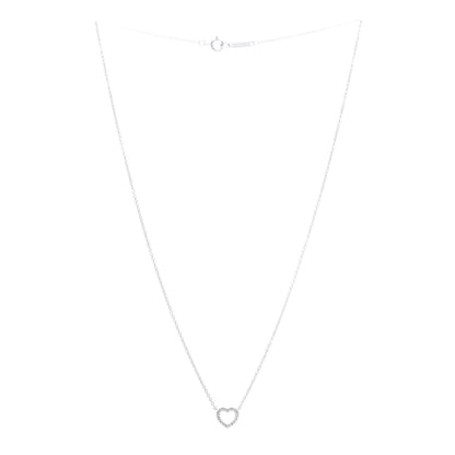 Tiffany 18K White Gold Diamond Metro Heart Pendant Necklace 3 of 6