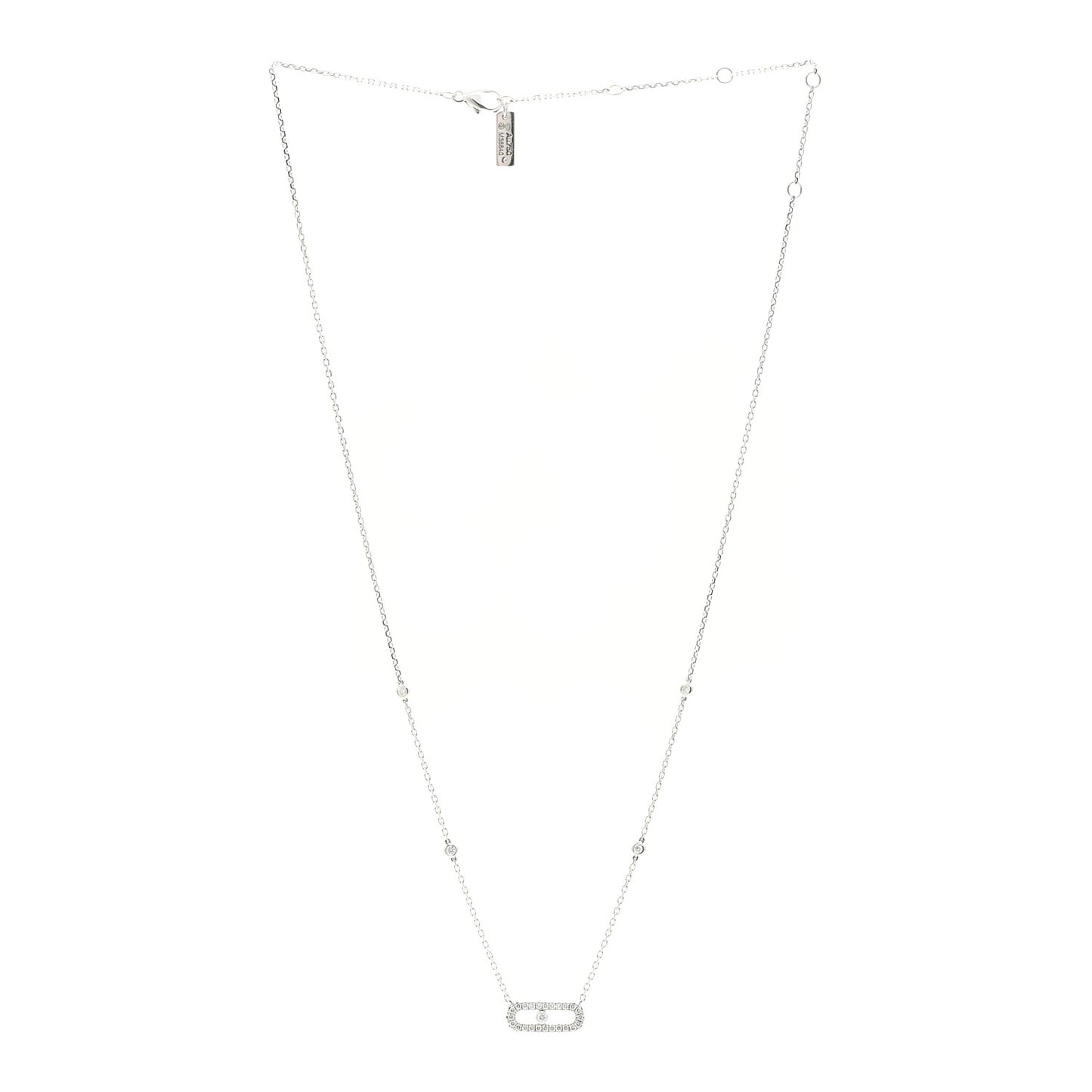 18K White Gold Diamond Move Uno Pave Necklace
