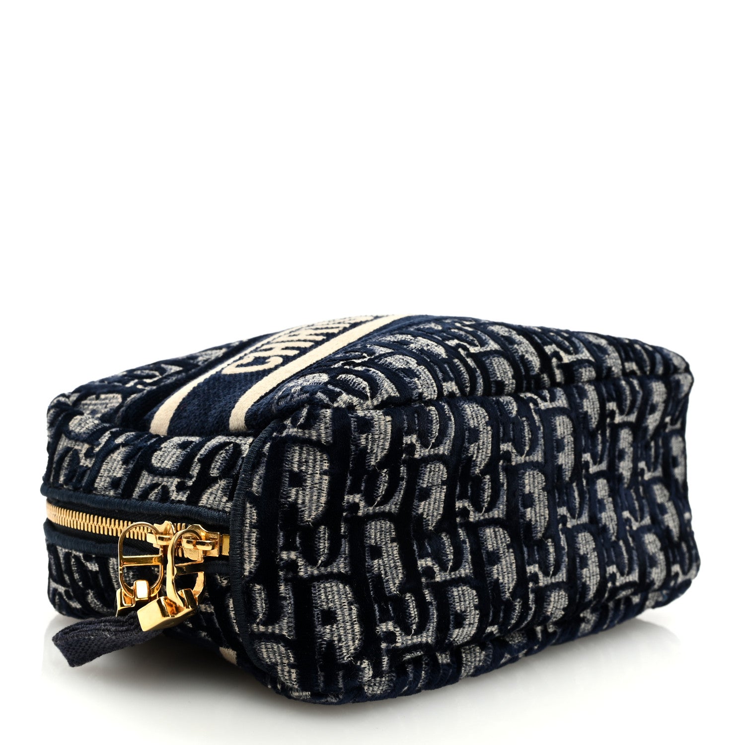 Christian Dior Velvet Oblique Cosmetic Pouch Blue 4 of 6