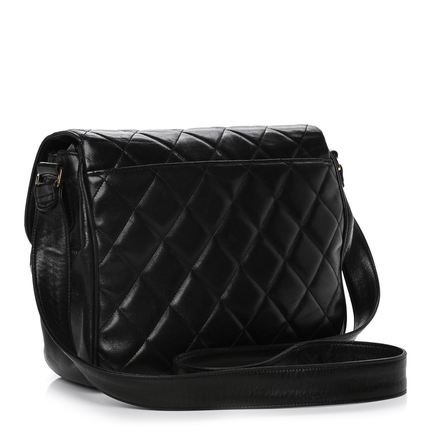 Lambskin Quilted CC Flap Shoulder Bag Black