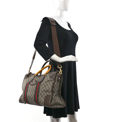 Gucci Soft GG Supreme Monogram Web Large Duffle Bag Beige New Acero Crop 2 of 10