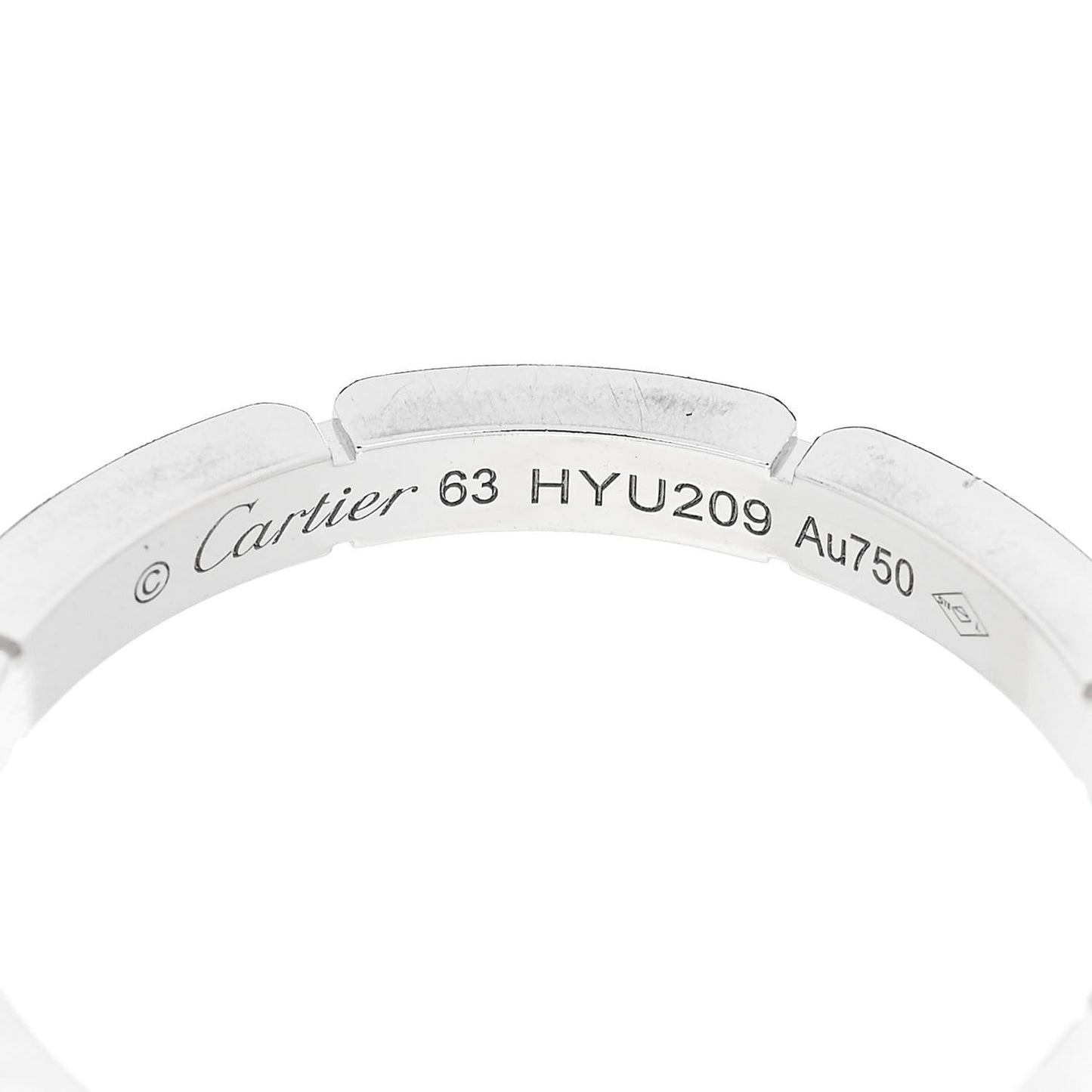 18K White Gold Maillon Panthere Wedding Band Ring 63 10.25
