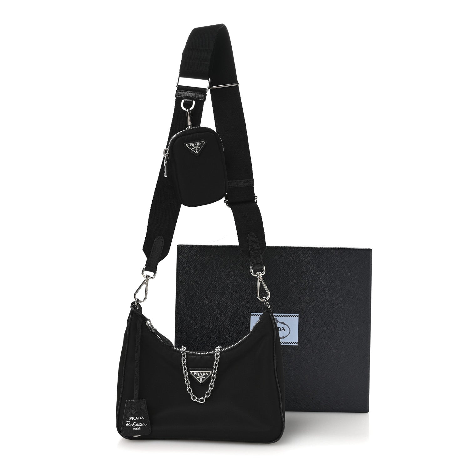 Prada Re-Nylon Saffiano Re-Edition 2005 Shoulder Bag Black 12 of 12