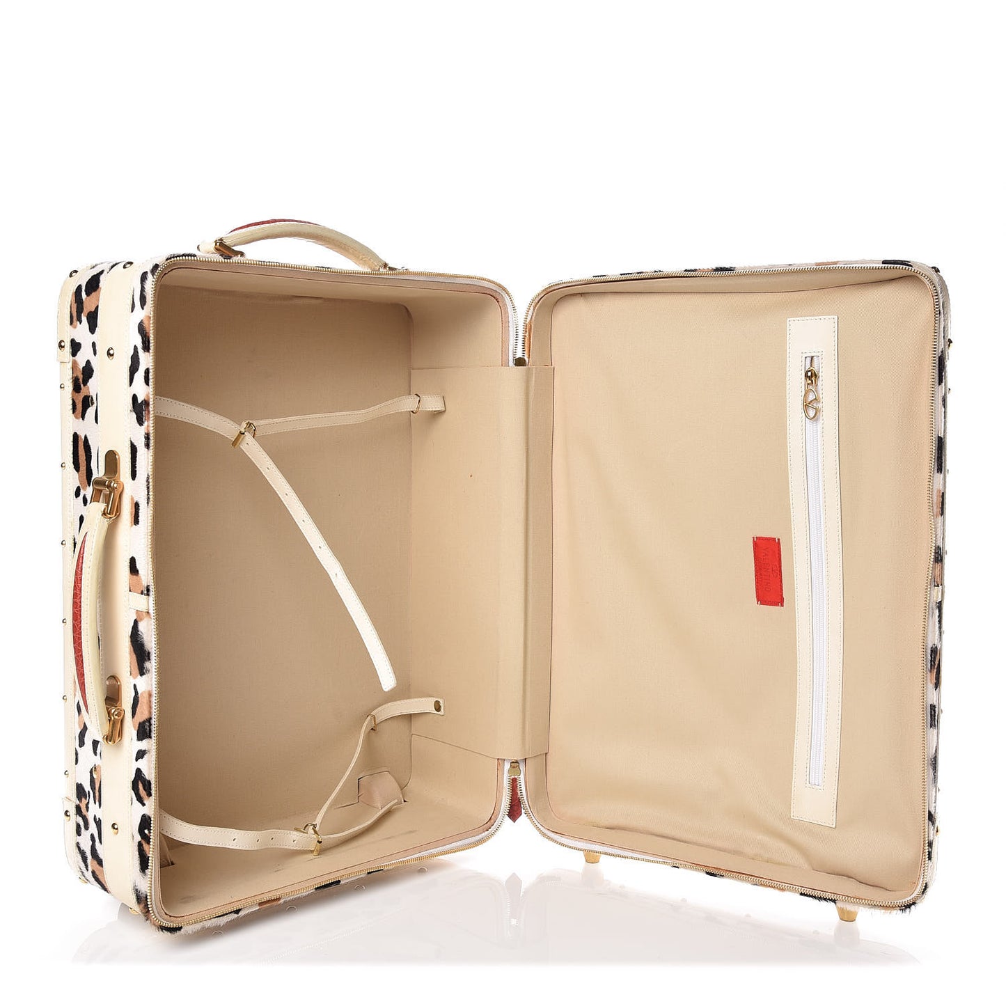 Calf Hair Leopard Print Rolling Luggage