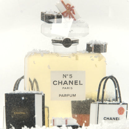 Chanel Glass N°5 Perfume Bottle Snow Globe Gold 6 of 9