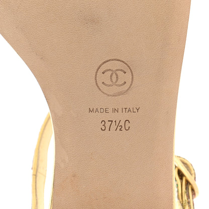 Chanel Patent Glitter Fabric CC Thong Sandals 37.5 Multicolor 6 of 15
