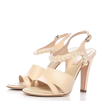 Chanel Lambskin Pearl Sandals 40 Beige Clair 3 of 11