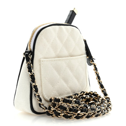 Chanel Canvas Calfskin Tennis Racket Mini Bag White Black 3 of 9