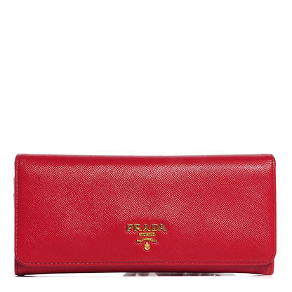 Prada Saffiano Metal Continental Flap Wallet Fuoco 1 of 8