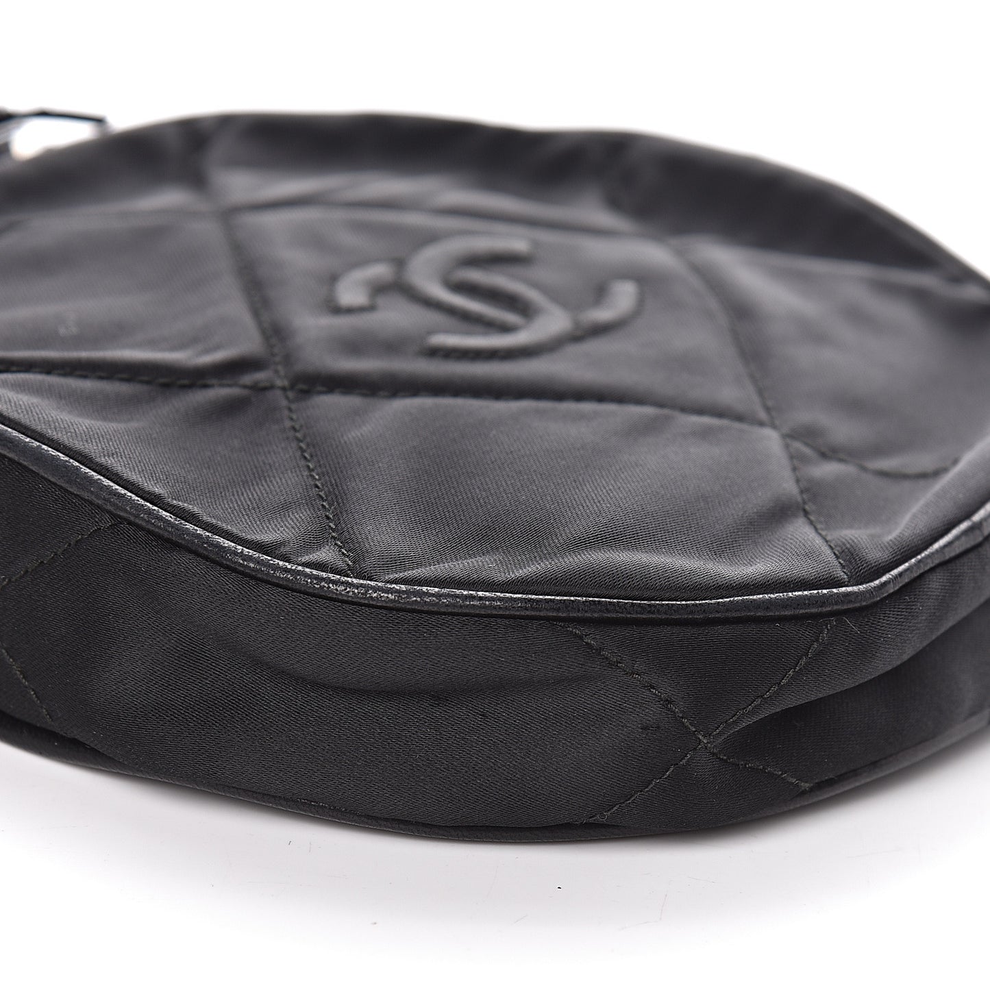Satin CC Tassel Crossbody Bag Black