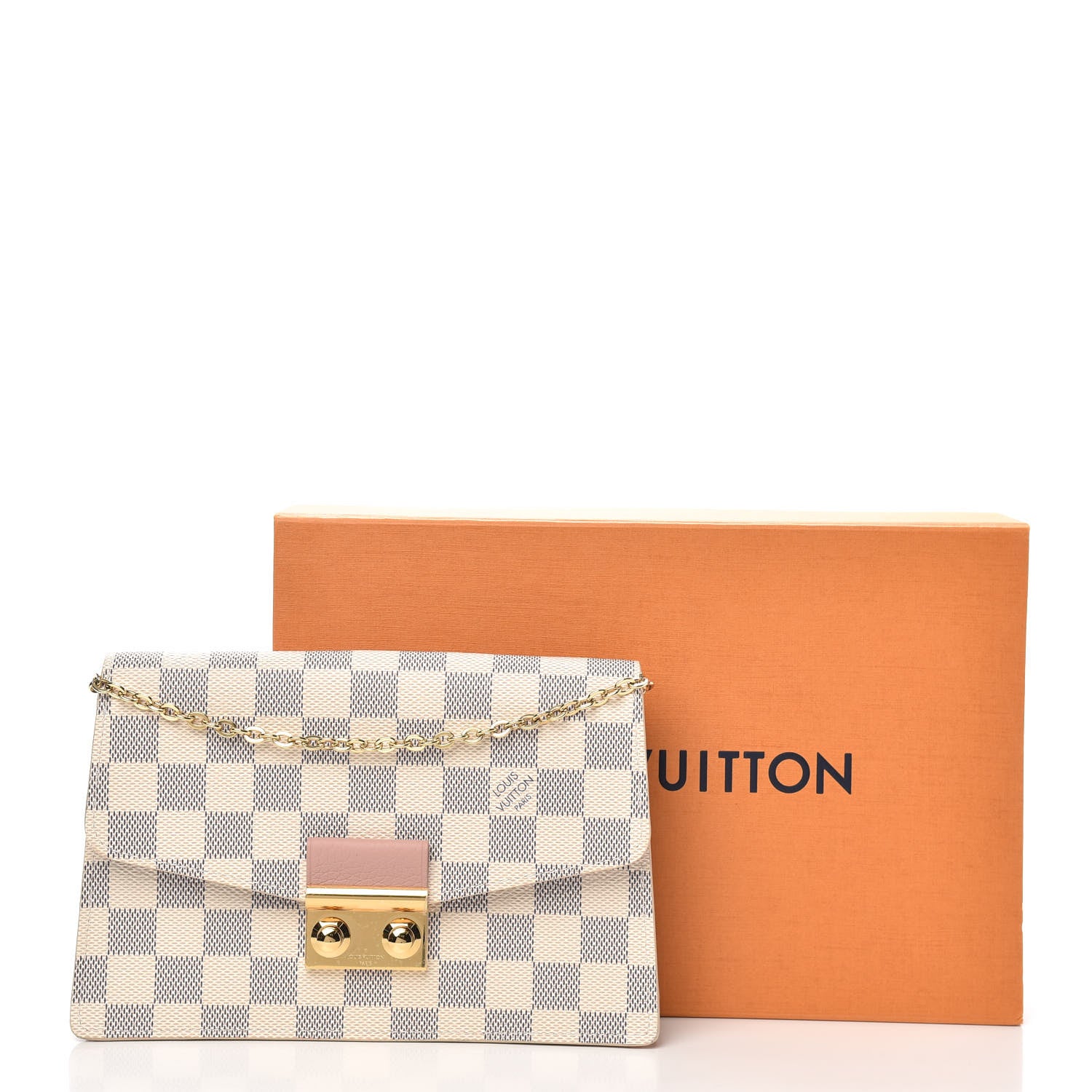 Louis Vuitton Damier Azur Croisette Chain Wallet Rose Ballerine 9 of 9