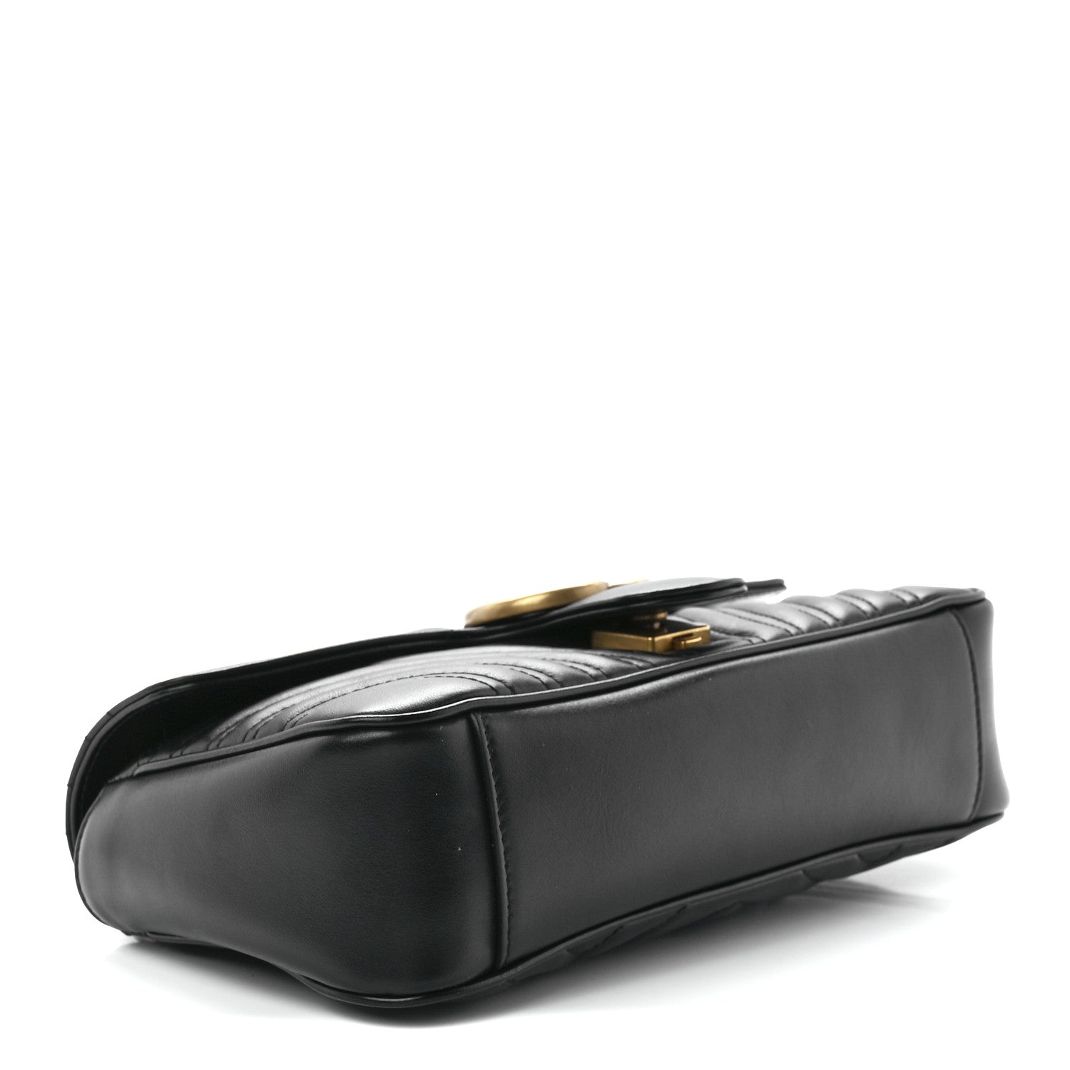 Gucci Calfskin Matelasse Small GG Marmont Shoulder Bag Black 4 of 12