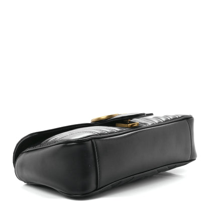 Gucci Calfskin Matelasse Small GG Marmont Shoulder Bag Black 4 of 12
