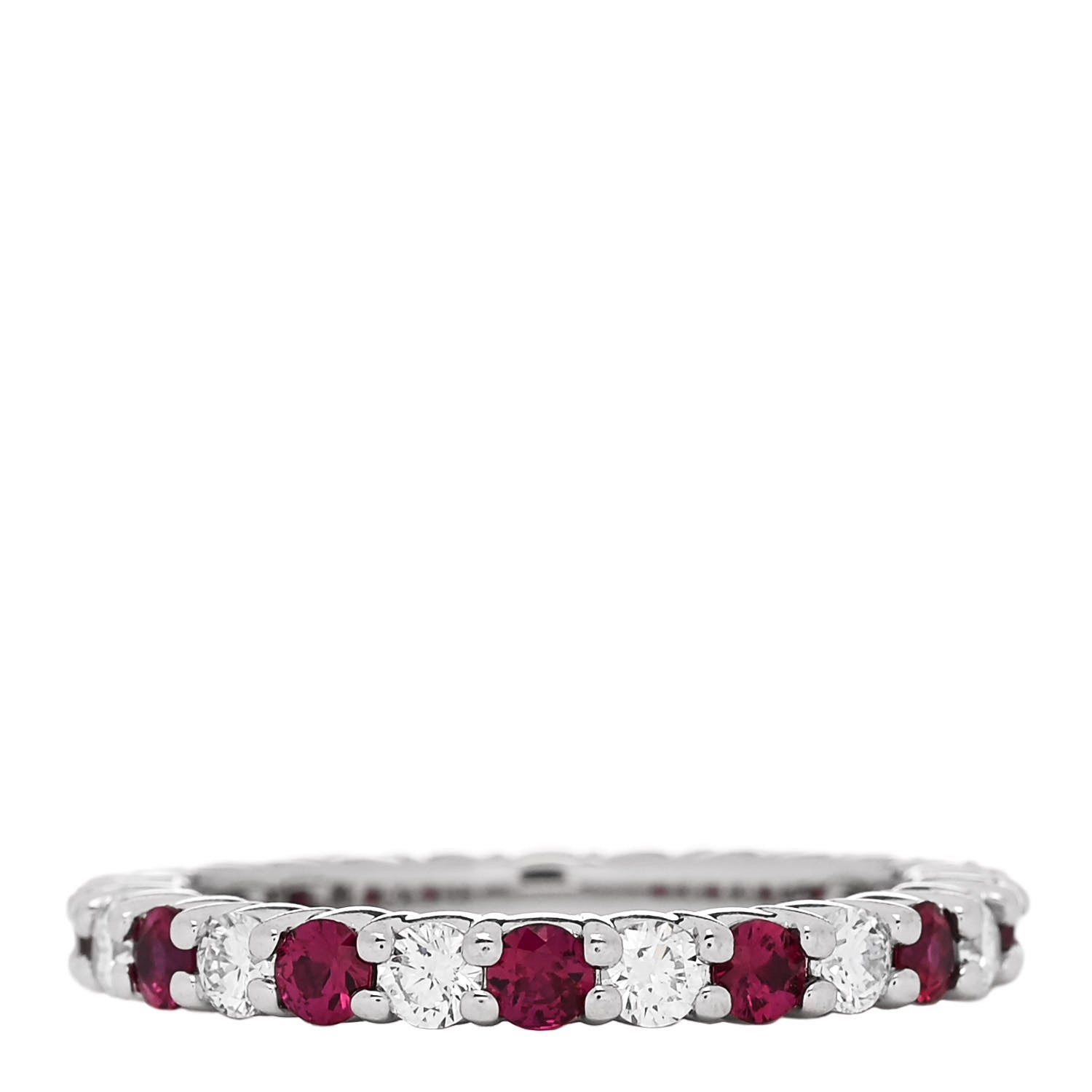 Harry Winston Platinum Diamond Ruby Prong Set Wedding Band Ring 53 6.25 3 of 4