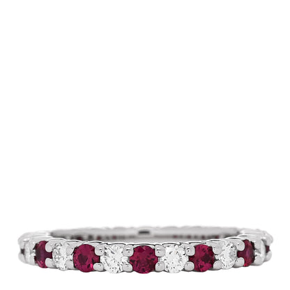 Harry Winston Platinum Diamond Ruby Prong Set Wedding Band Ring 53 6.25 3 of 4