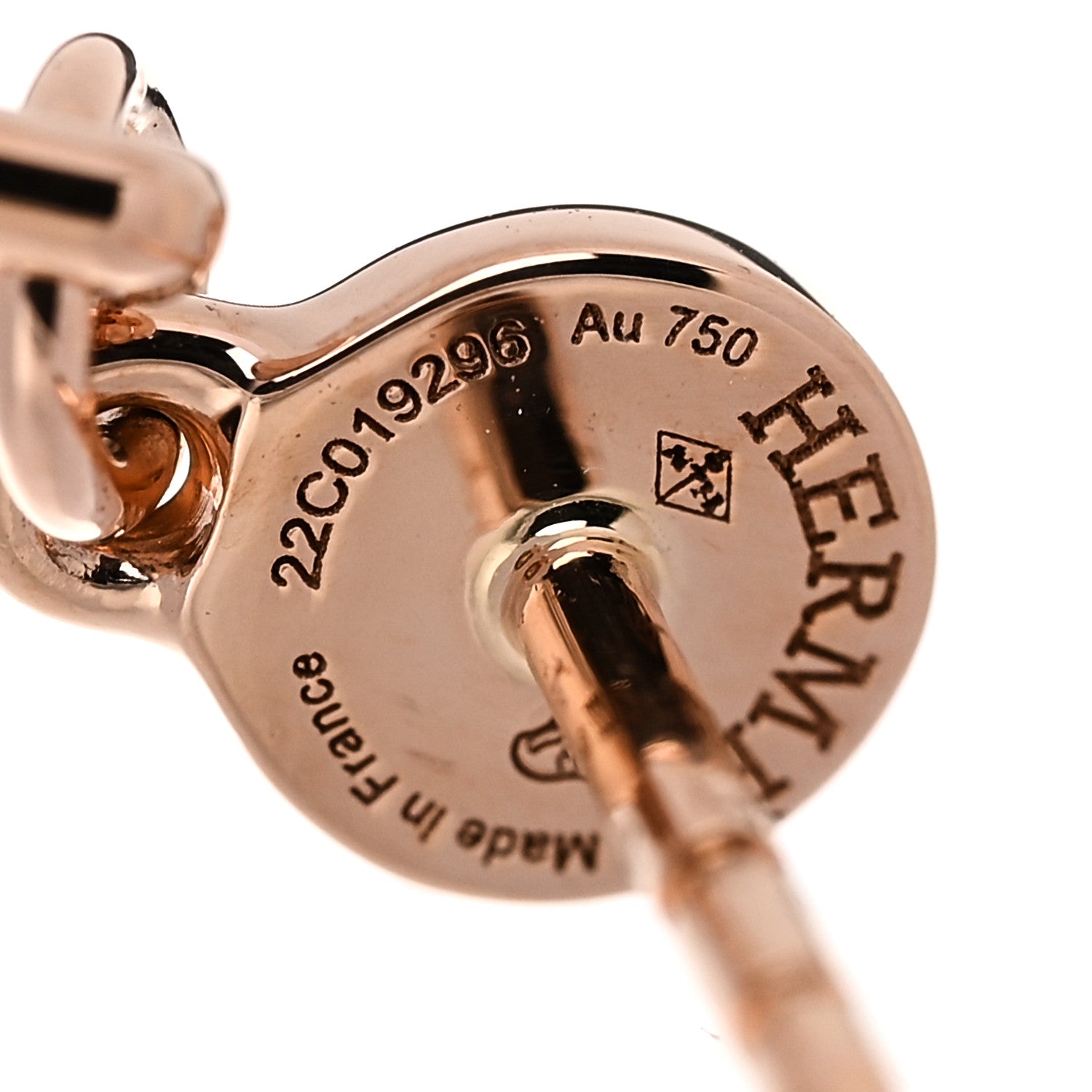 Hermes 18K Rose Gold PM Ex-Libris Drop Earrings 5 of 6