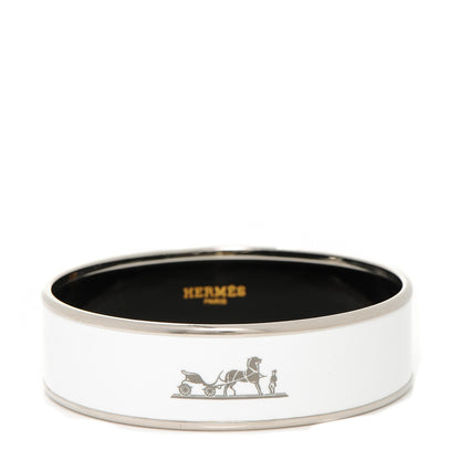 Hermes Enamel Printed Wide Caleche Bracelet 62 White 1 of 5