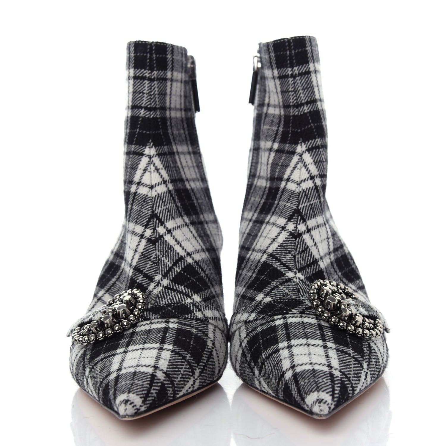Christian Dior Canvas Tartan Gang Ankle Boots 39 Black 2 of 10
