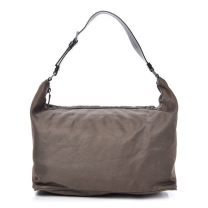Prada Tessuto Nylon Calfskin Hobo Brown 1 of 10