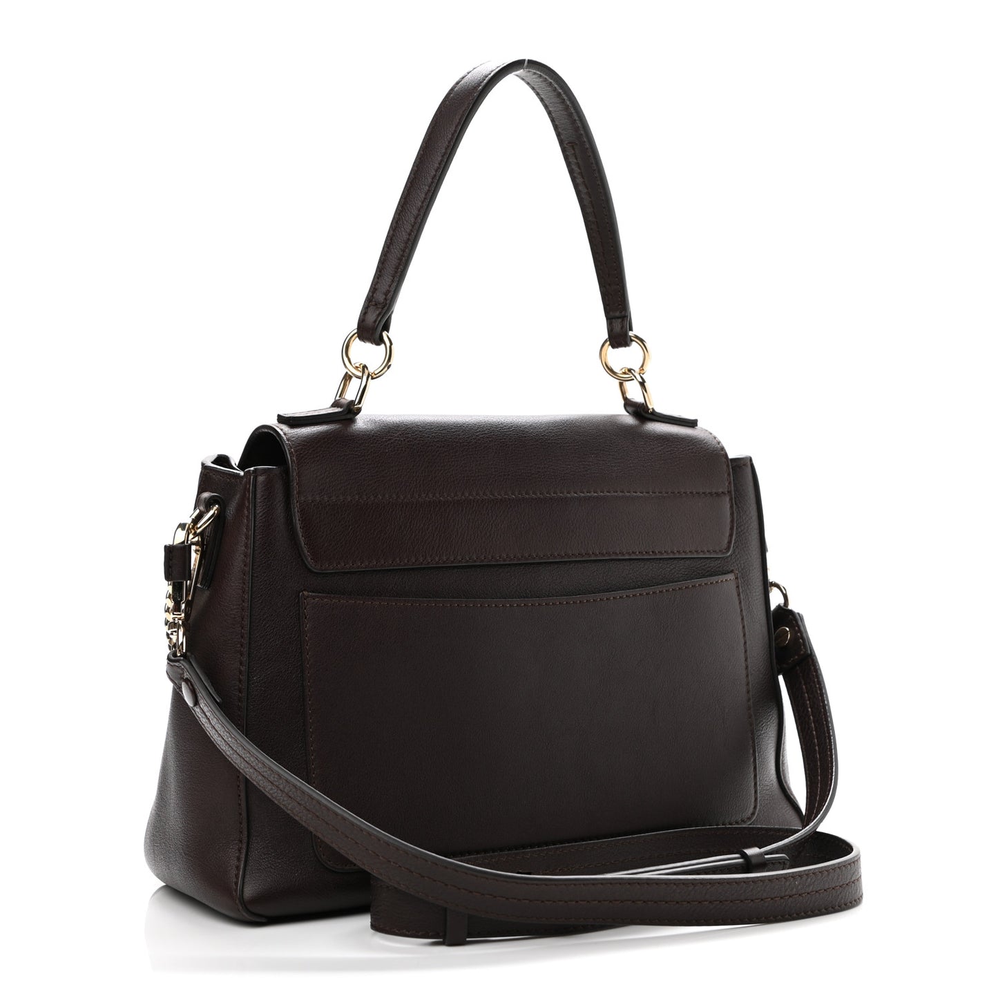 Calfskin Small Faye Day Shoulder Bag Carbon Brown