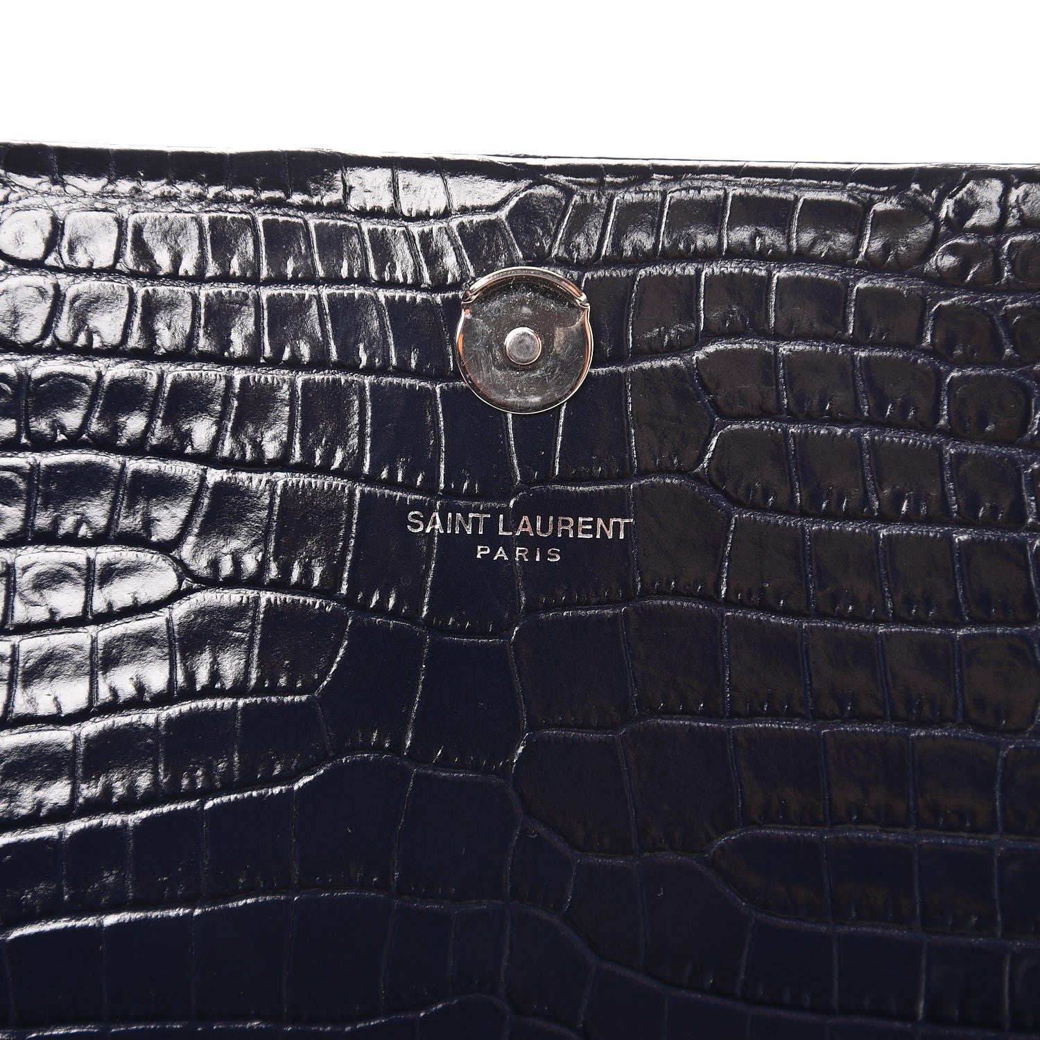 Saint Laurent Calfskin Crocodile Embossed Medium Classic Monogram Kate Tassel Satchel Blue Sapphire 6 of 12