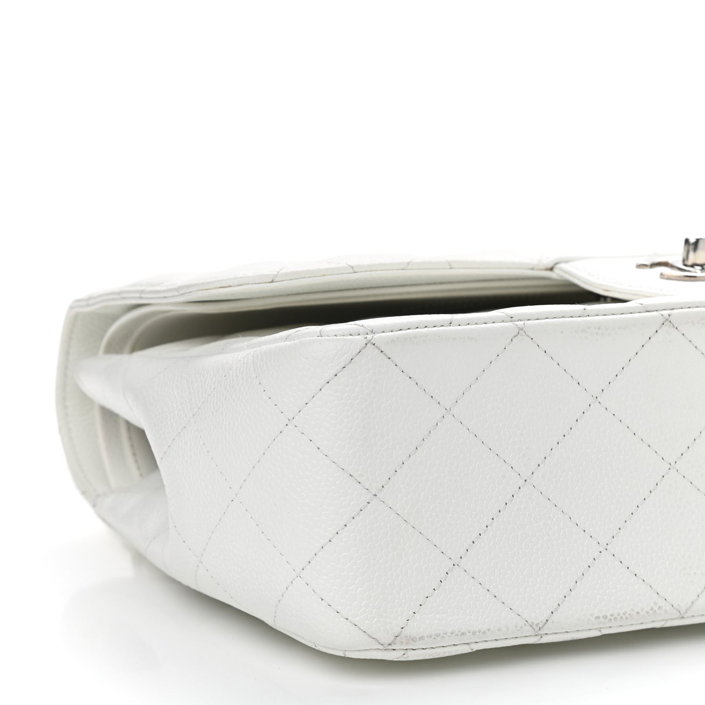 Caviar Quilted Jumbo Double Flap White