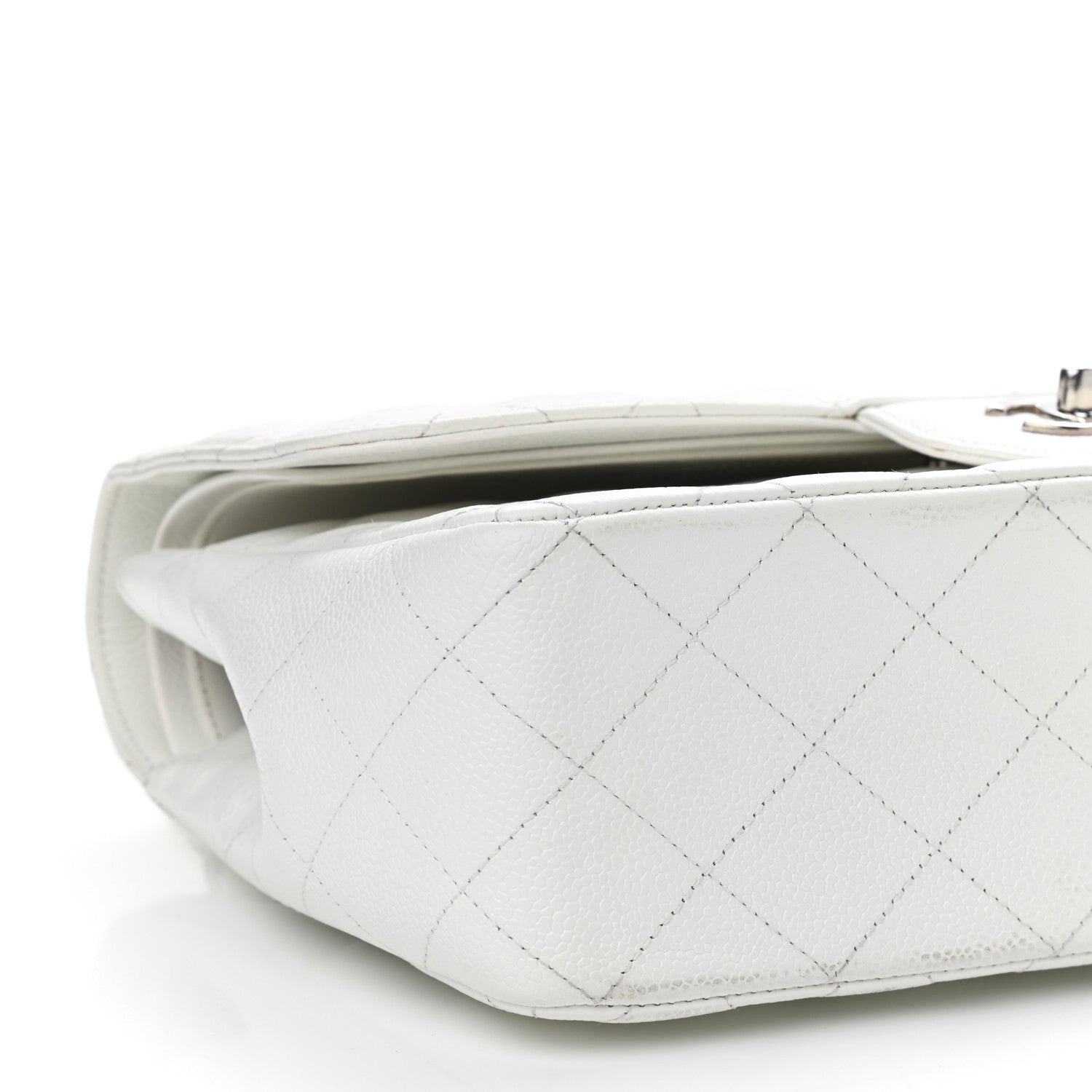 Chanel Caviar Quilted Jumbo Double Flap White 9 of 12