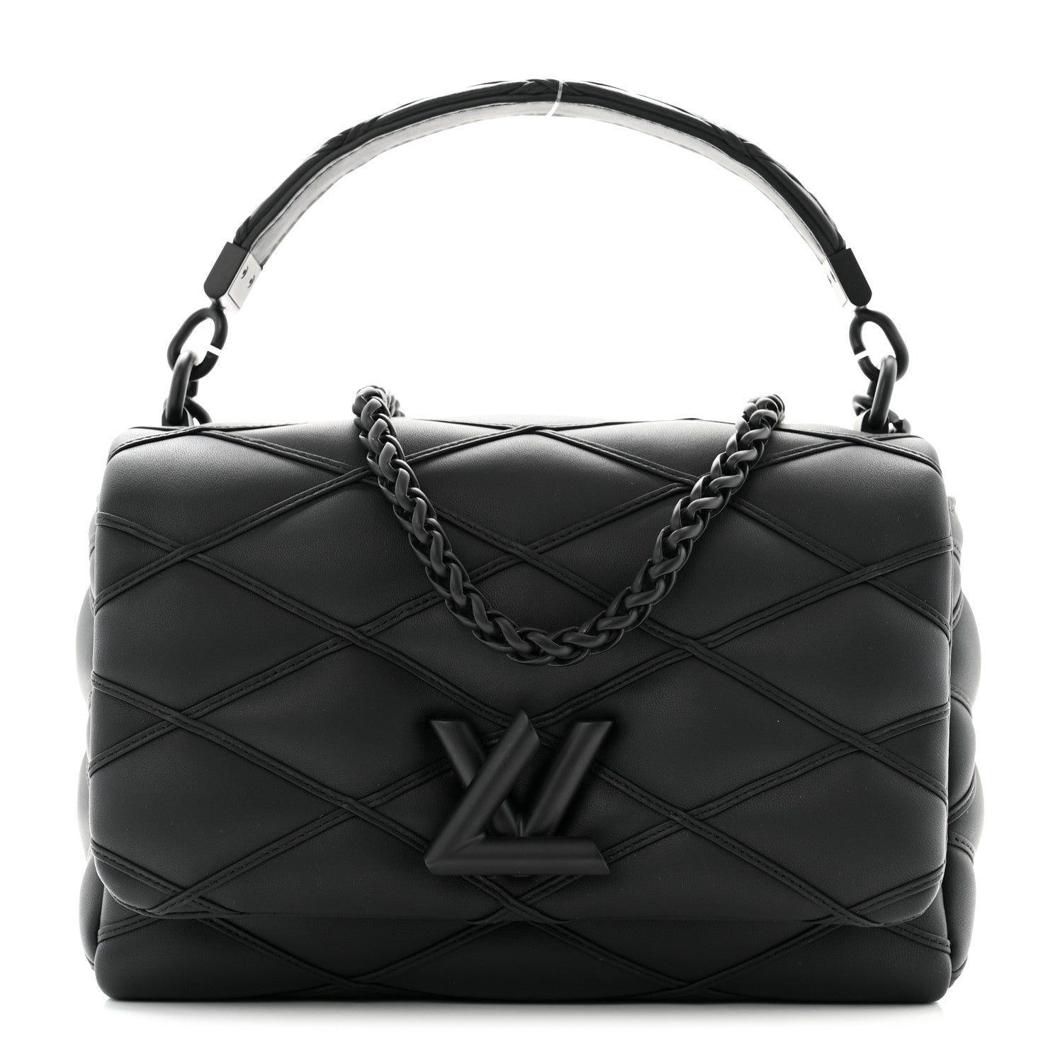 Louis Vuitton Lambskin Malletage Monochrome Top Handle GO-14 MM Black 1 of 10