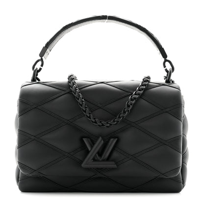 Louis Vuitton Lambskin Malletage Monochrome Top Handle GO-14 MM Black 1 of 10