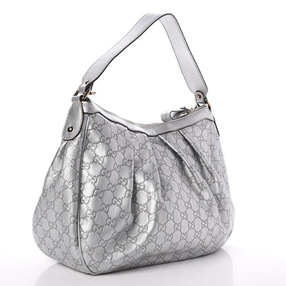 Gucci Metallic Guccissima Medium Sukey Hobo Silver 3 of 7