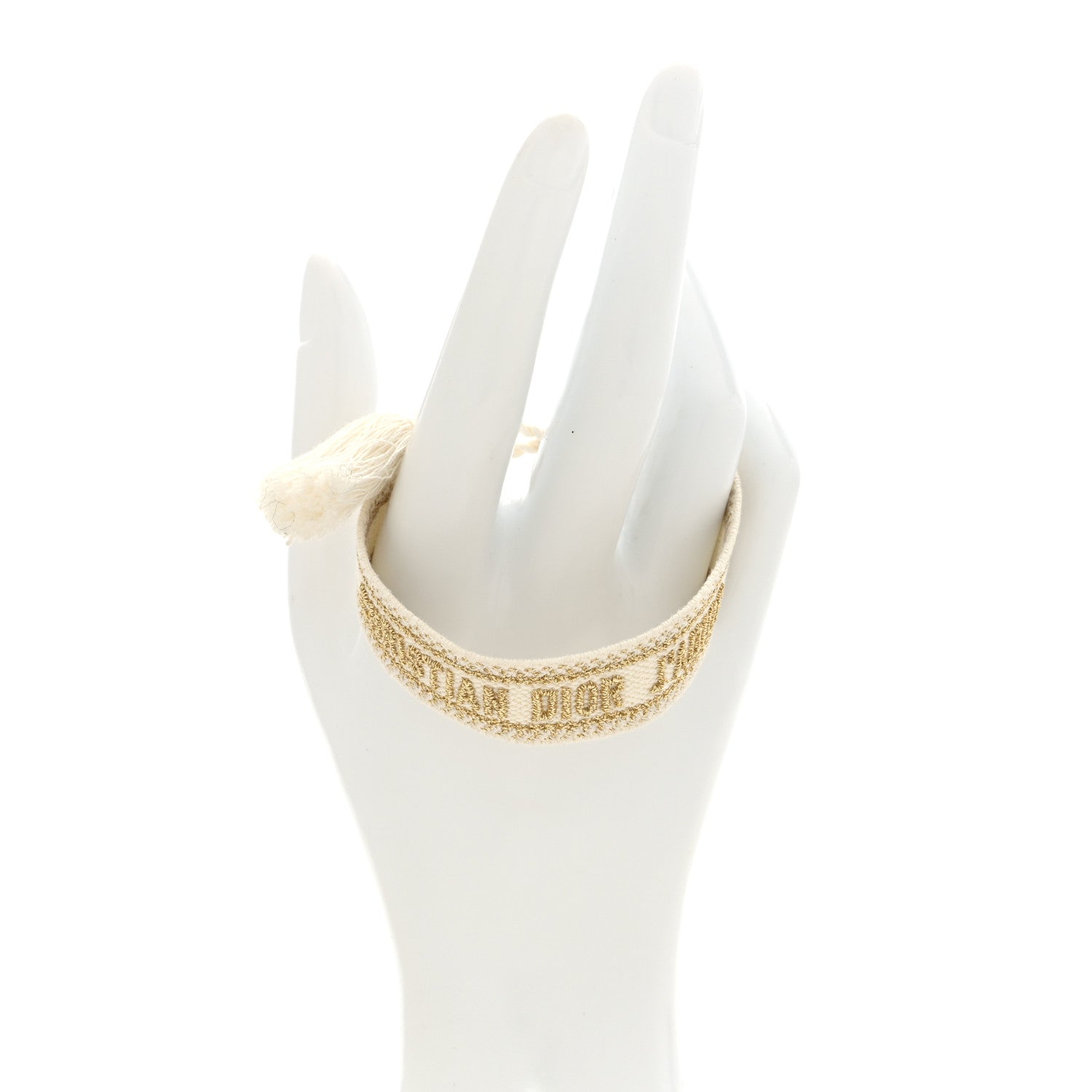 Christian Dior Woven Cotton J'Adior Friendship Bracelet White Gold 2 of 3