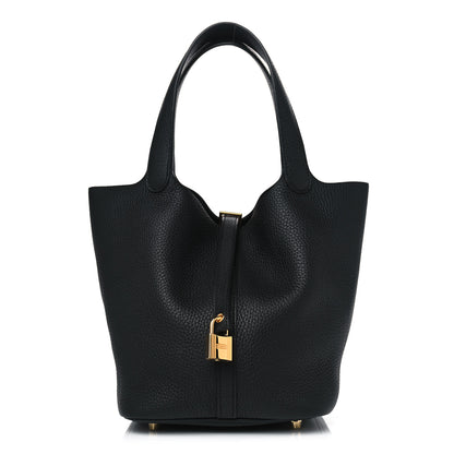 Hermes Taurillon Clemence Picotin Lock 22 MM Black 1 of 5