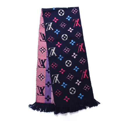 Louis Vuitton Wool Silk Rainbow Logomania Scarf Navy 2 of 4