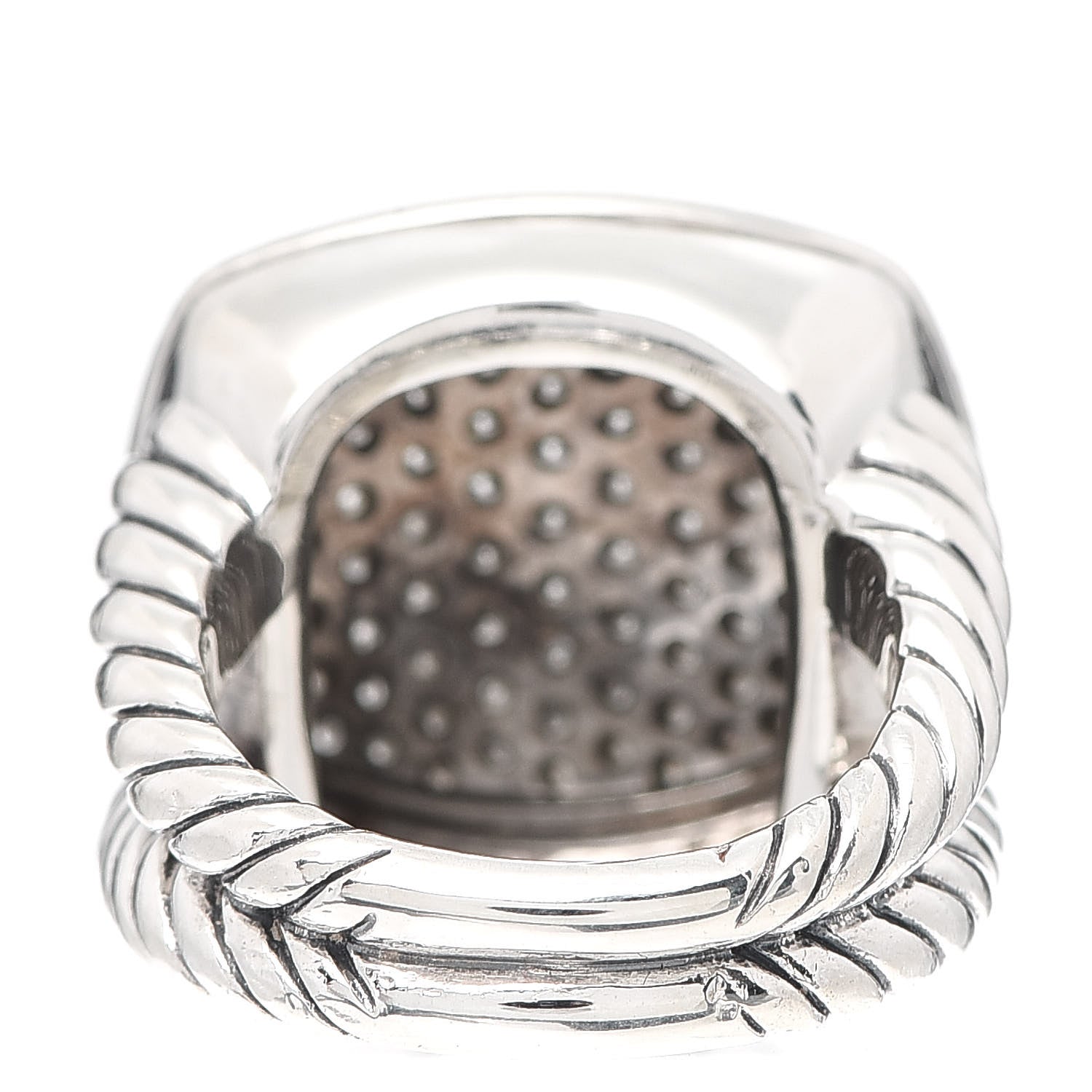 David Yurman Sterling Silver Diamond 17mm Albion Pave Ring 54 6.75 4 of 5