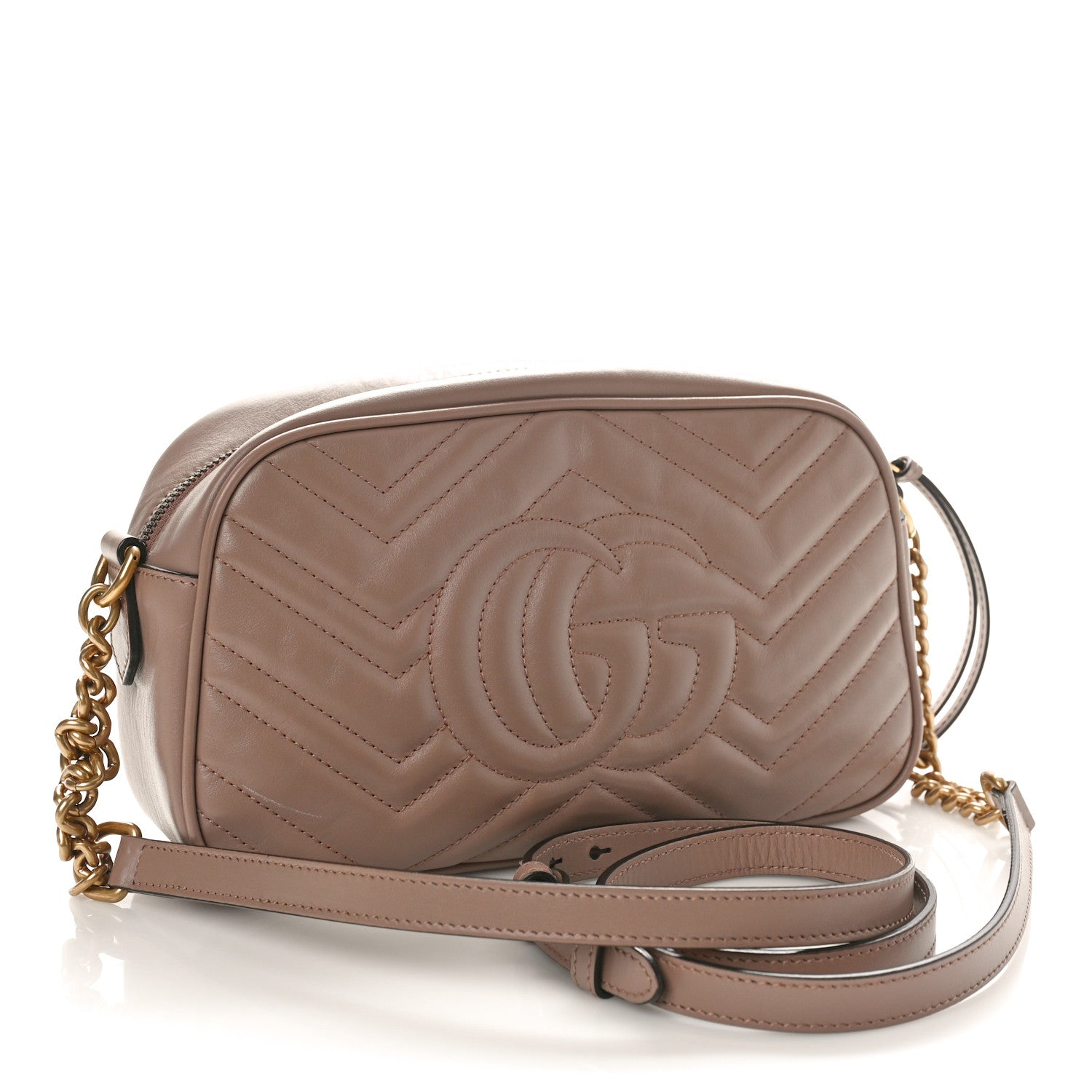 Gucci Calfskin Matelasse Small GG Marmont Chain Shoulder Bag Porcelain Rose 2 of 9